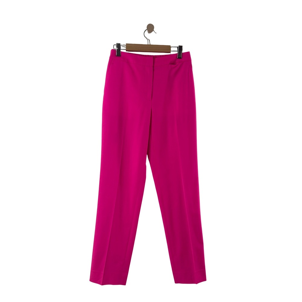 Argent Hot Pink Wool‎ Blend Straight Leg Trousers High Rise Elastic Back 25W